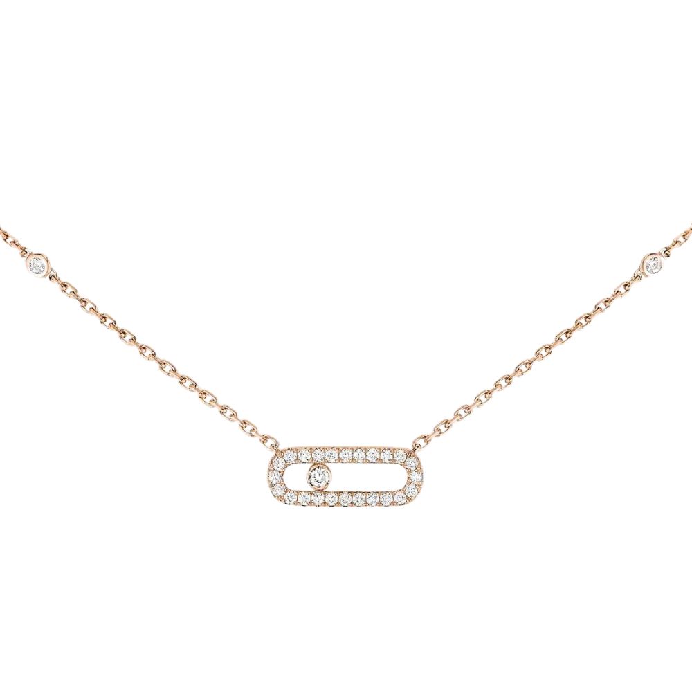 Messika 18k Rose Gold Move Uno Pave Diamond Necklace